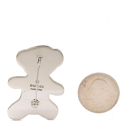 Gucci Metal Enamel Monogram Bear Brooch Beige Pink 2 of 3