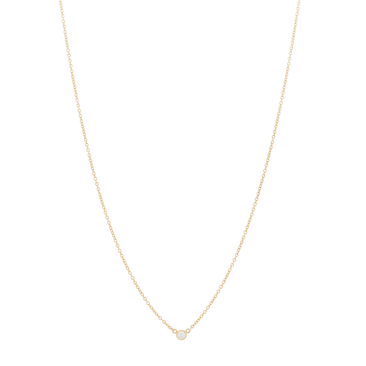 Tiffany 18K Yellow Gold Diamond .05ct Elsa Peretti Diamonds by the Yard Pendant Necklace 1 of 5