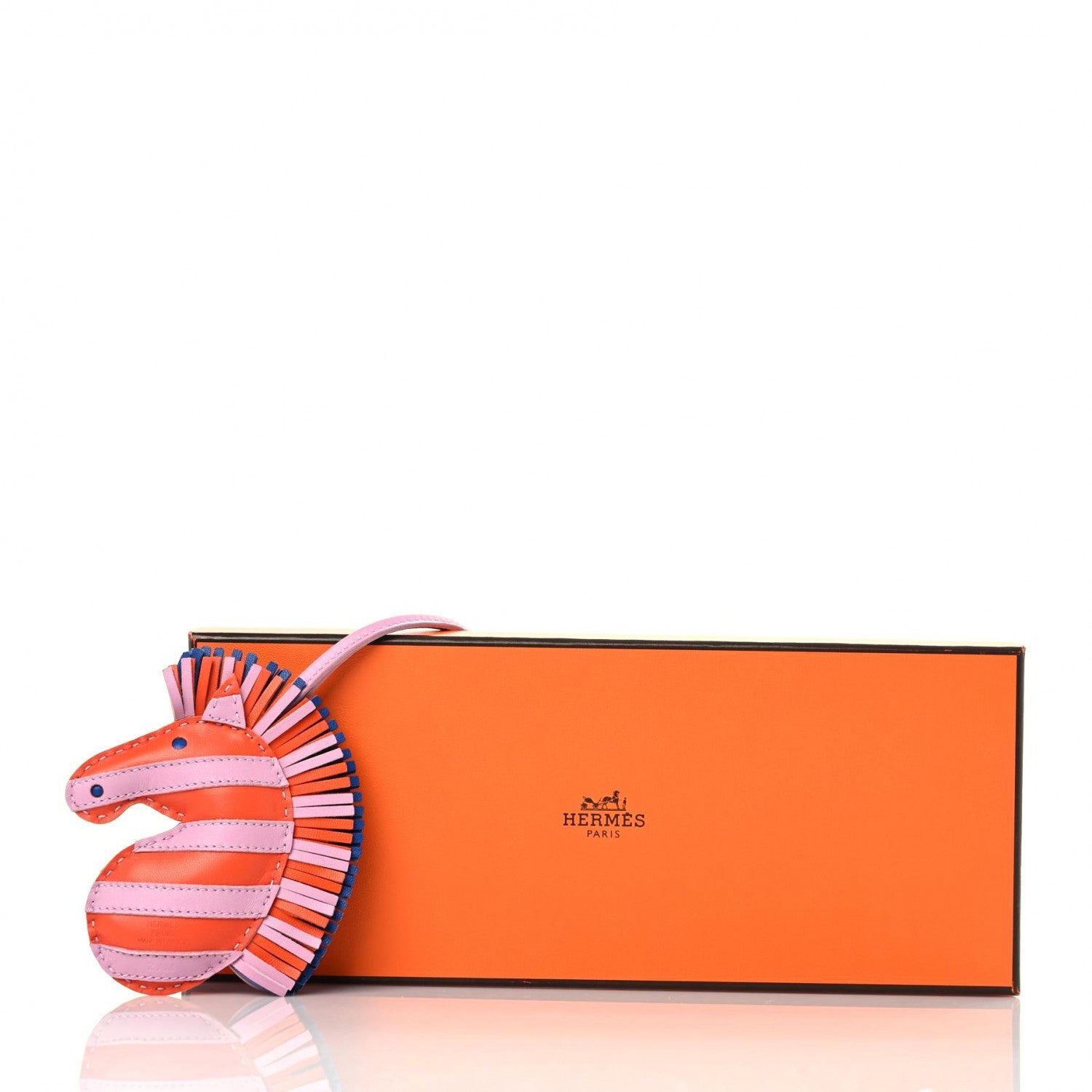 Hermes Milo Lambskin Geegee Savannah Bag Charm Orange Poppy Mauve Sylvestre Bleu de France 4 of 4