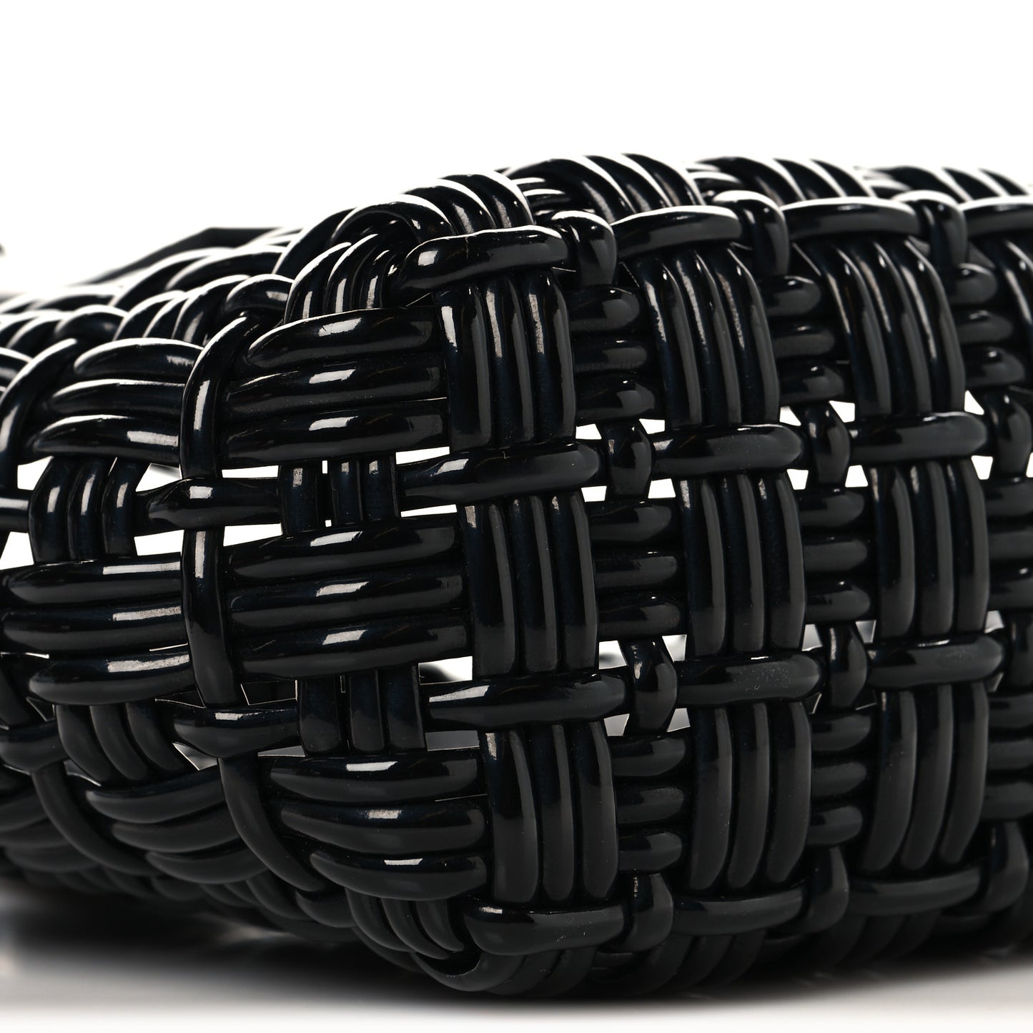 Faux Calfskin Braided Varnished XXS Bistro Basket Black