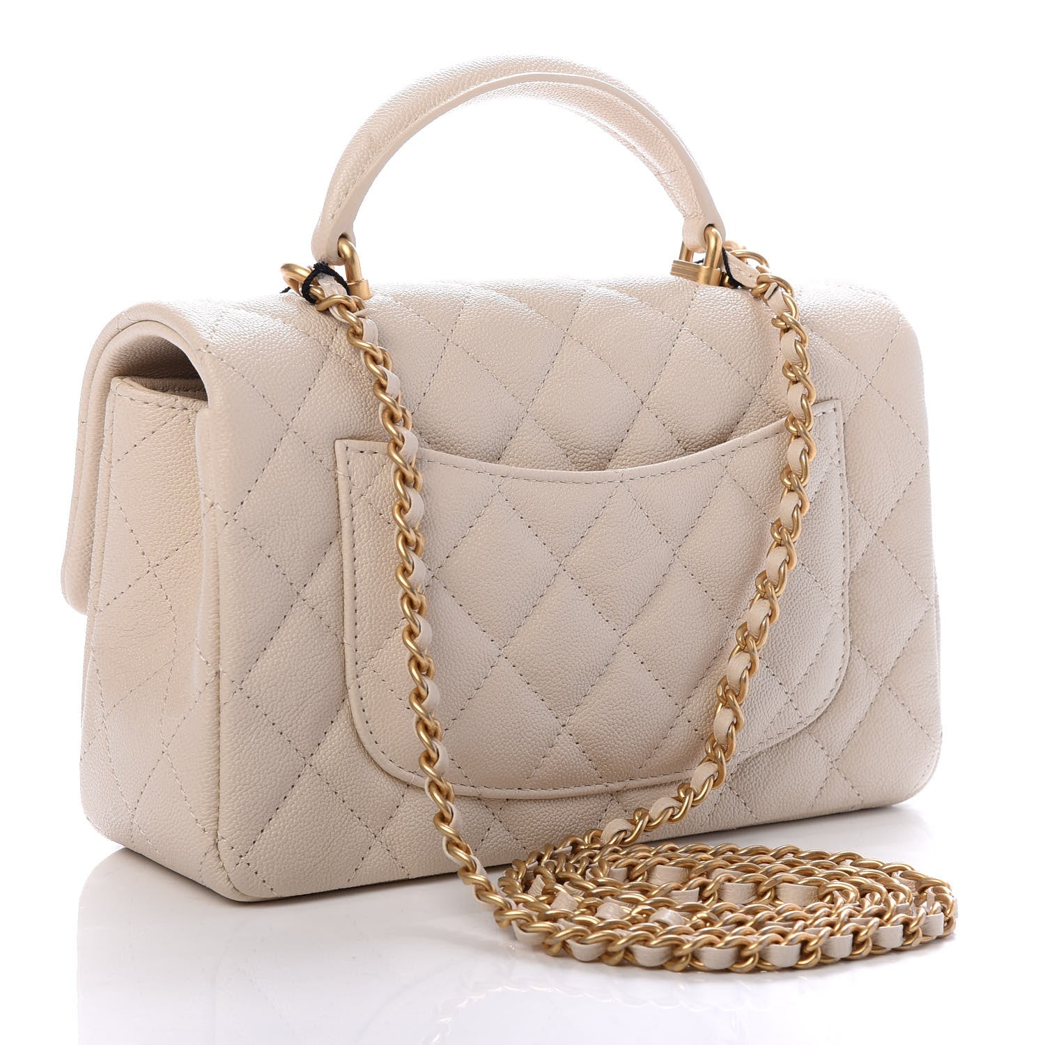 Chanel Caviar Quilted Mini Top Handle Rectangular Flap Beige 3 of 10