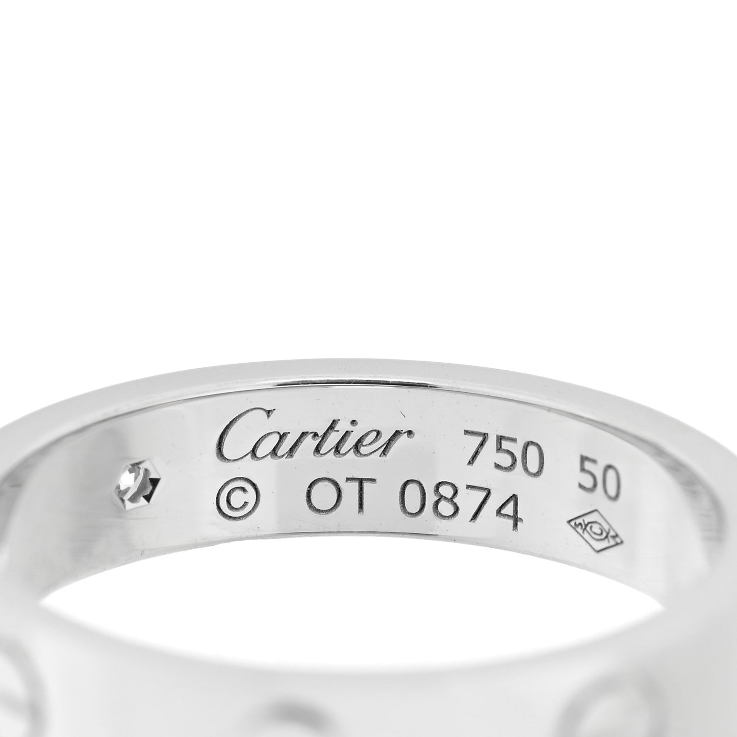 18K White Gold Diamond 4mm LOVE Wedding Band Ring 50 5.25