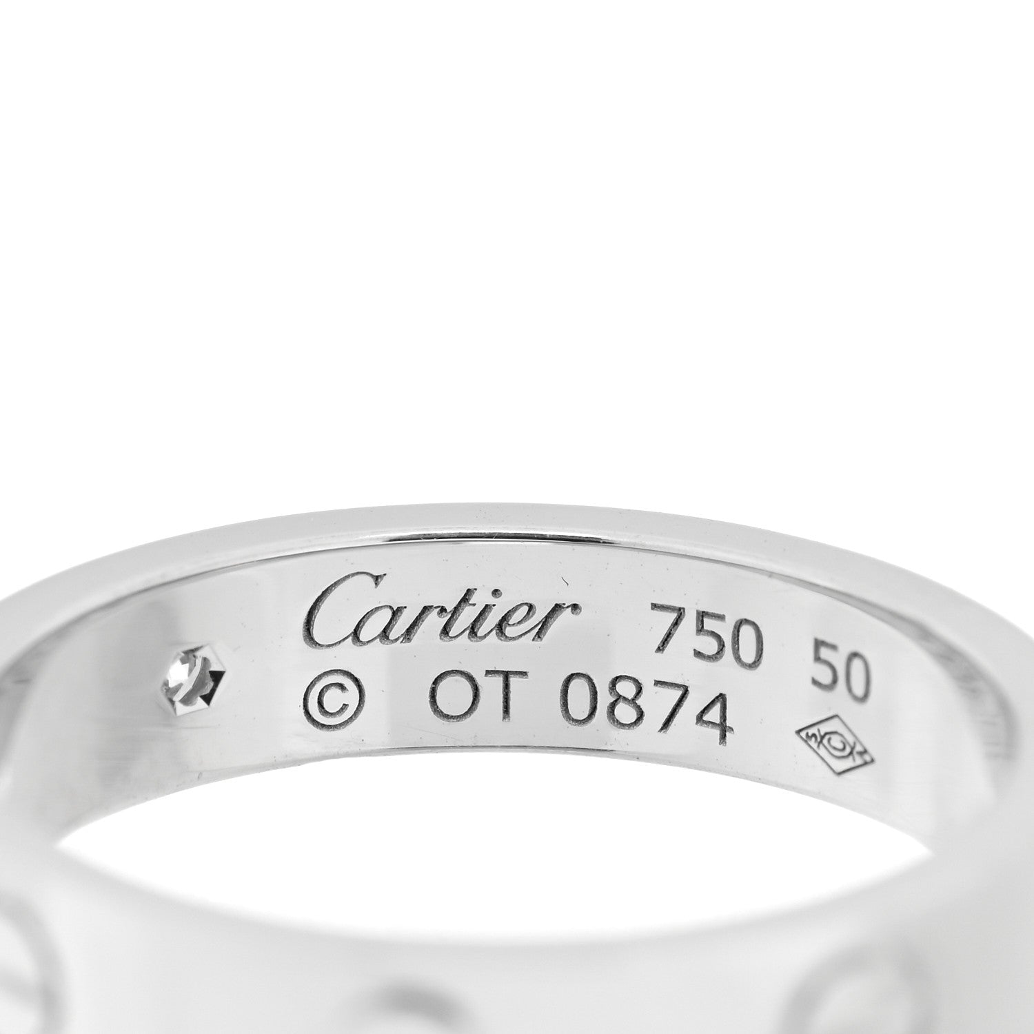 Cartier 18K White Gold Diamond 4mm LOVE Wedding Band Ring 50 5.25 4 of 5