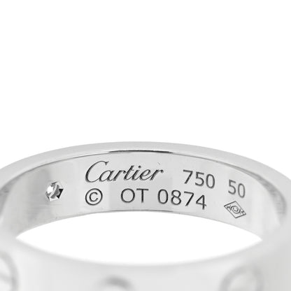 Cartier 18K White Gold Diamond 4mm LOVE Wedding Band Ring 50 5.25 4 of 5