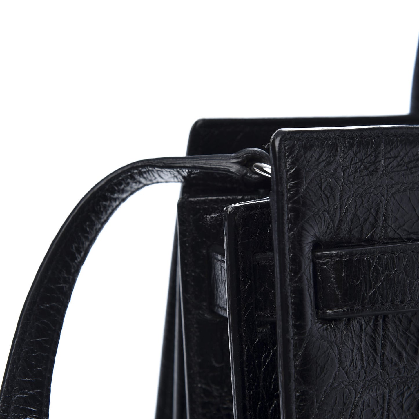 Calfskin Crocodile Embossed Baby Sac De Jour Black