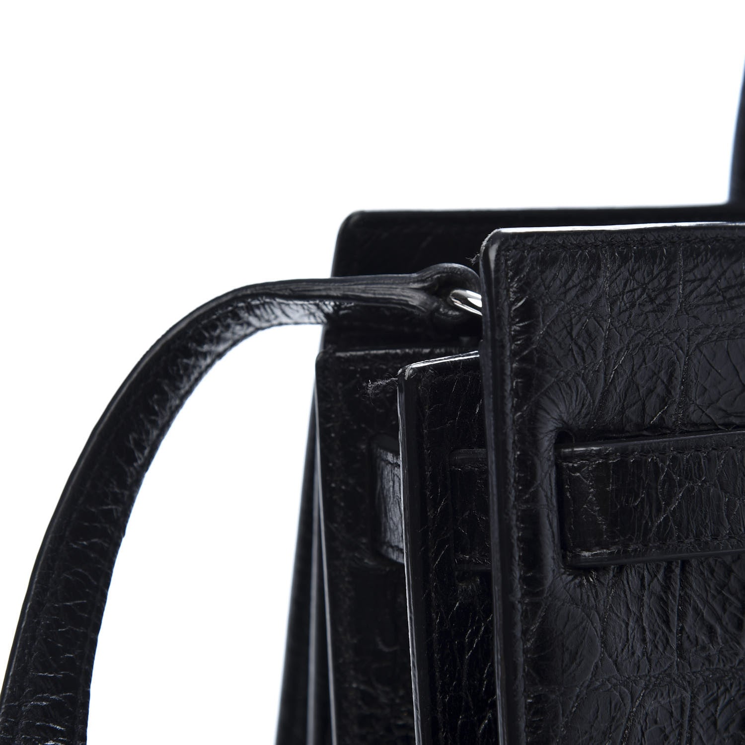 Saint Laurent Calfskin Crocodile Embossed Baby Sac De Jour Black 11 of 14