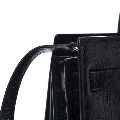 Saint Laurent Calfskin Crocodile Embossed Baby Sac De Jour Black 11 of 14
