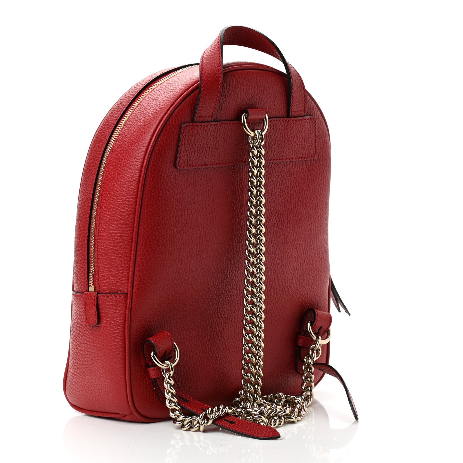 Gucci Pebbled Calfskin Soho Chain Backpack Hibiscus Red 3 of 10