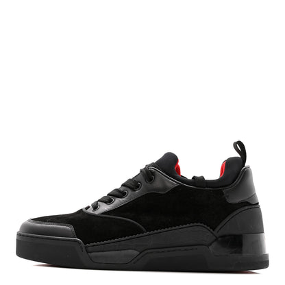 Christian Louboutin Calfskin Neoprene Veau Velours Mens Aurelien Flat Sneakers 40.5 Black 1 of 11