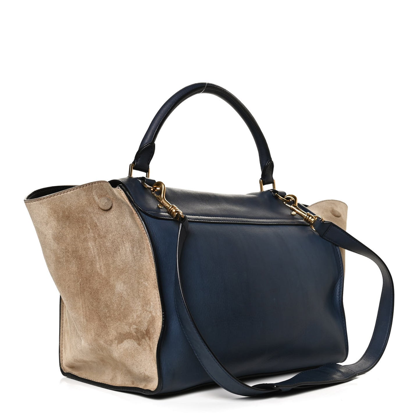 Smooth Calfskin Suede Medium Bi-Color Trapeze Blue