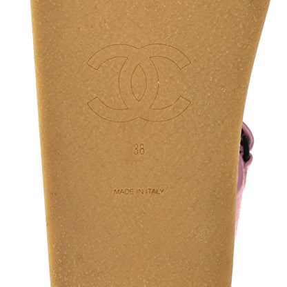 Chanel Suede Calfskin Velcro Flat Sandals 38 Light Pink 8 of 9