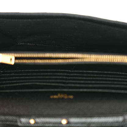 Saint Laurent Grain De Poudre Matelasse Chevron Monogram Chain Wallet Black 5 of 12