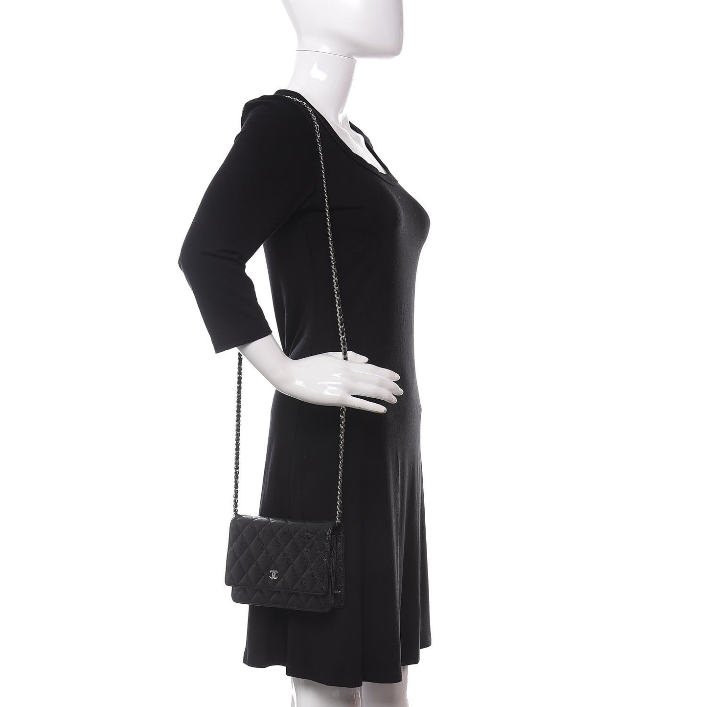 Caviar Quilted Wallet On Chain WOC Black