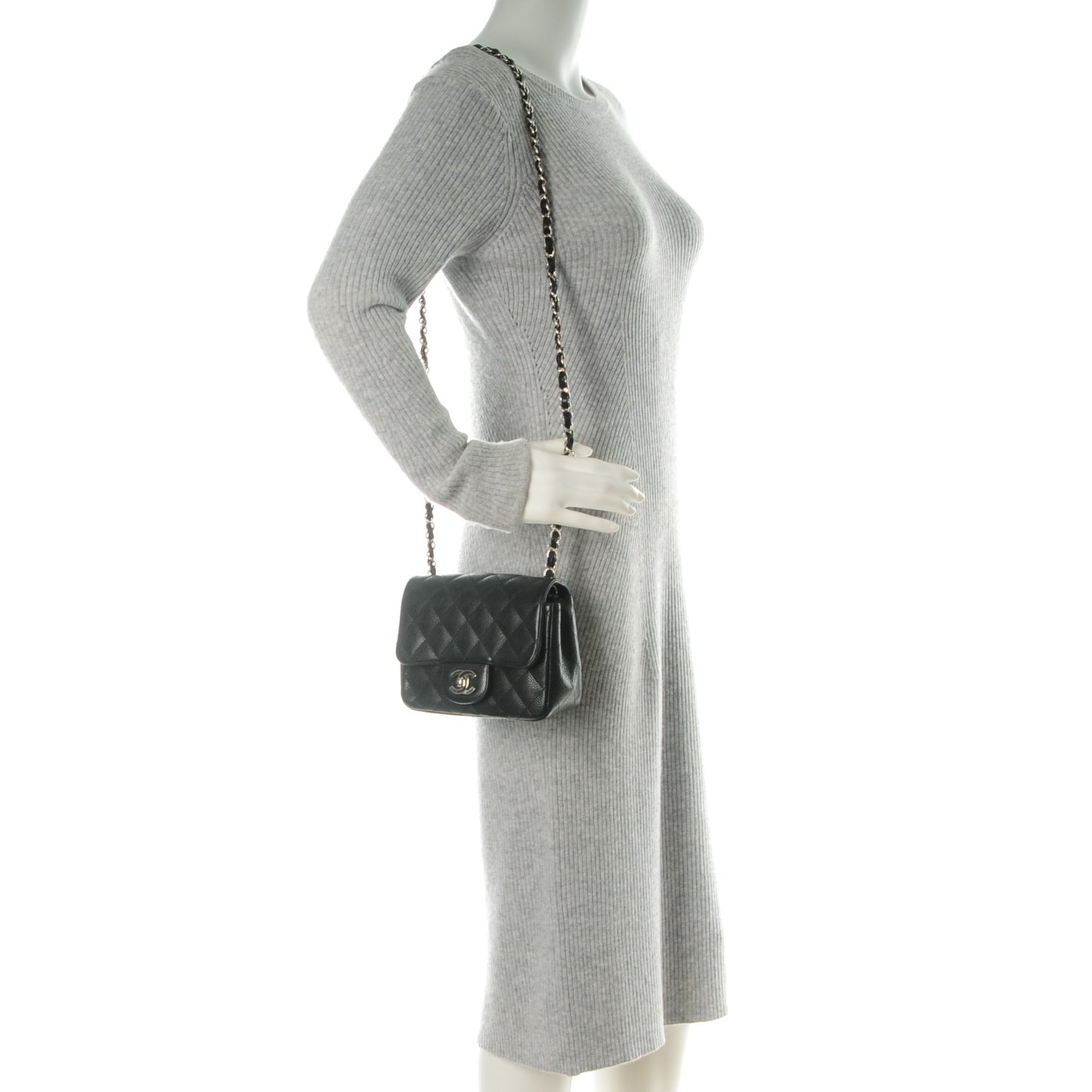 Caviar Quilted Mini Square Flap Black