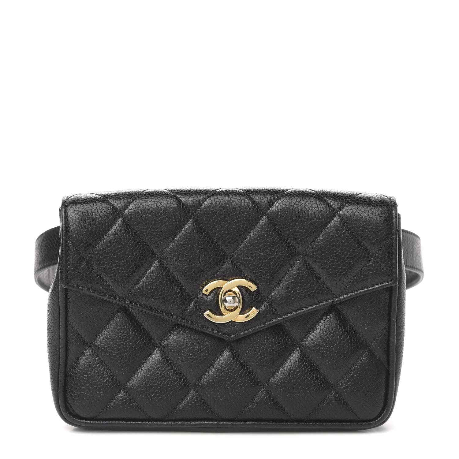 Chanel Caviar Quilted Flap Belt Bag Clutch 75 30 Black 1 of 10
