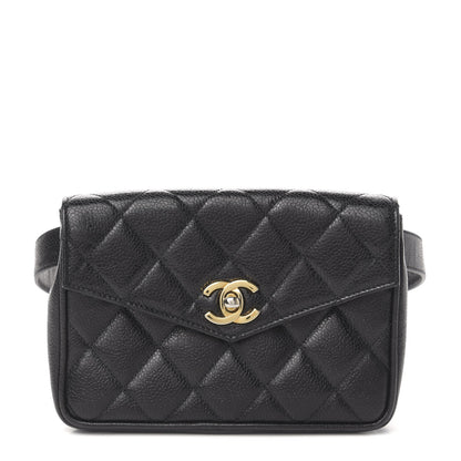 Chanel Caviar Quilted Flap Belt Bag Clutch 75 30 Black 1 of 10