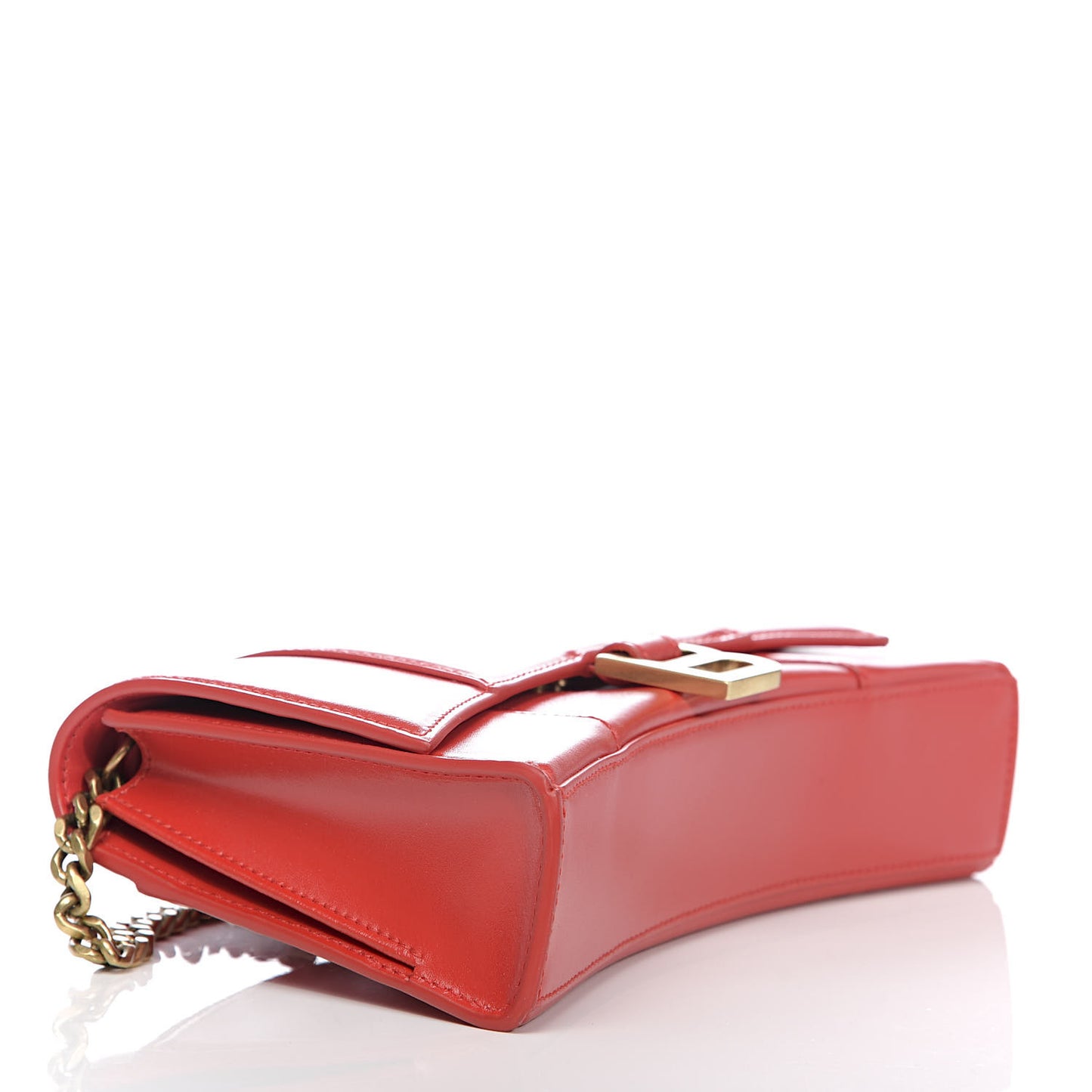 Shiny Box Calfskin Small Hourglass Evening Chain Bag Bright Red