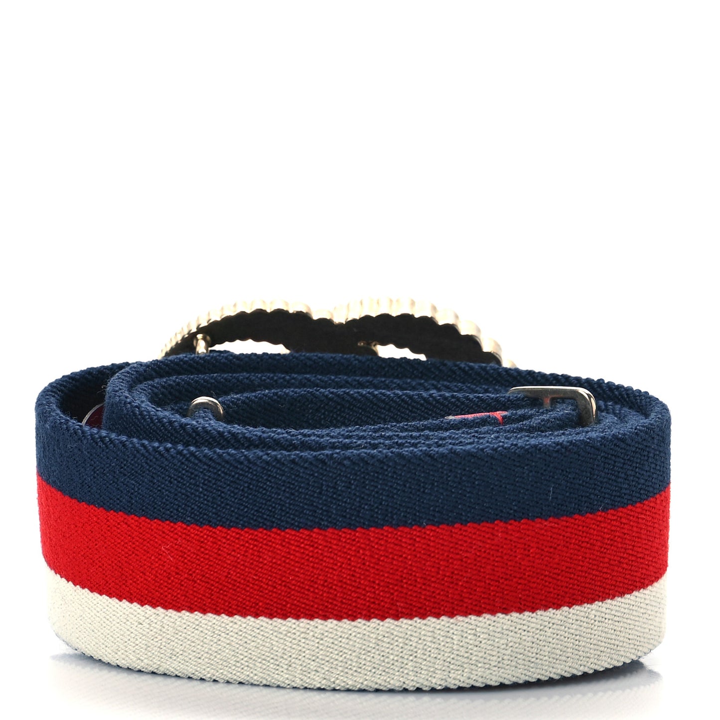 Canvas Torchon Double G Sylvie Web Belt 95 38 Red White Blue