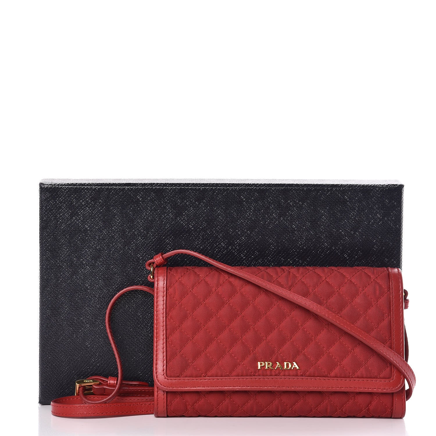Prada Tessuto Quilted Mini Crossbody Wallet Fuoco 14 of 14