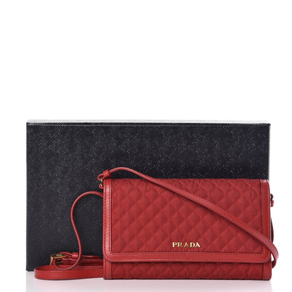 Prada Tessuto Quilted Mini Crossbody Wallet Fuoco 14 of 14