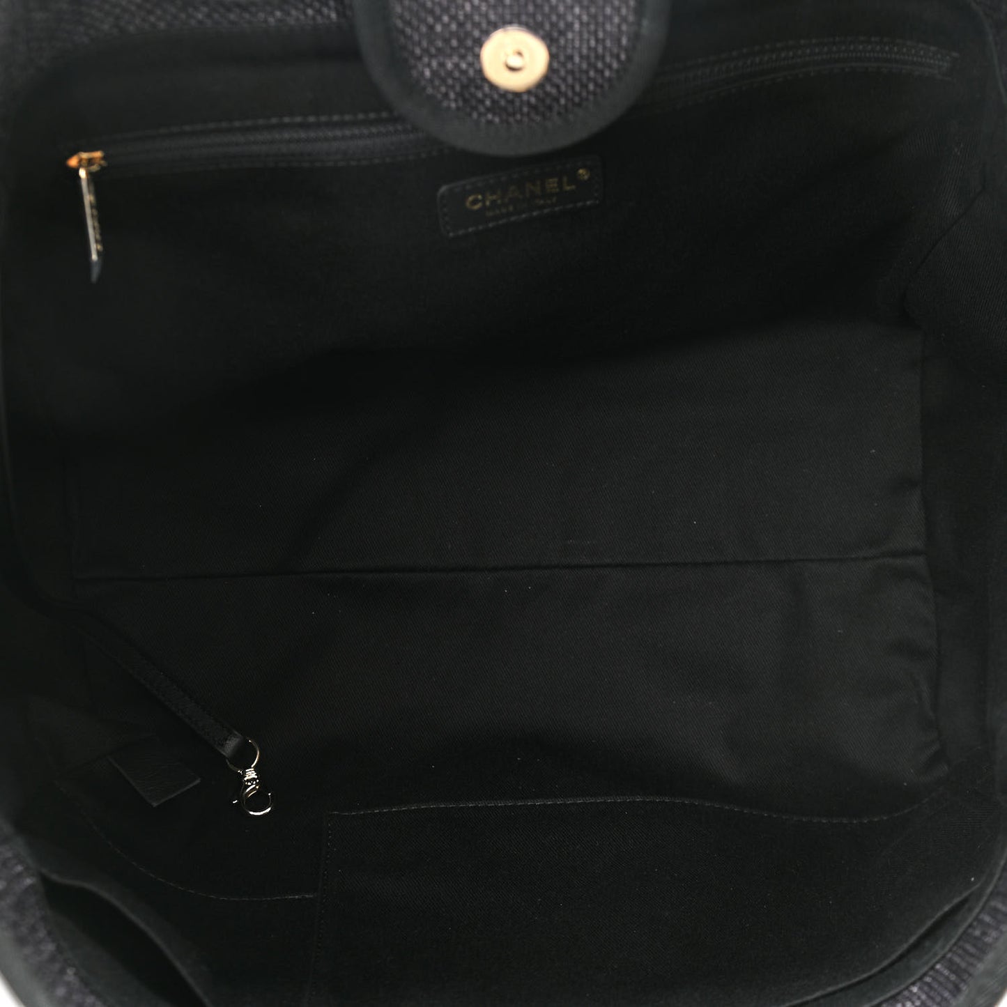 Woven Straw Raffia Large Deauville Tote Black