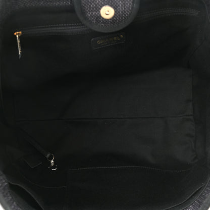 Chanel Woven Straw Raffia Large Deauville Tote Black 4 of 9