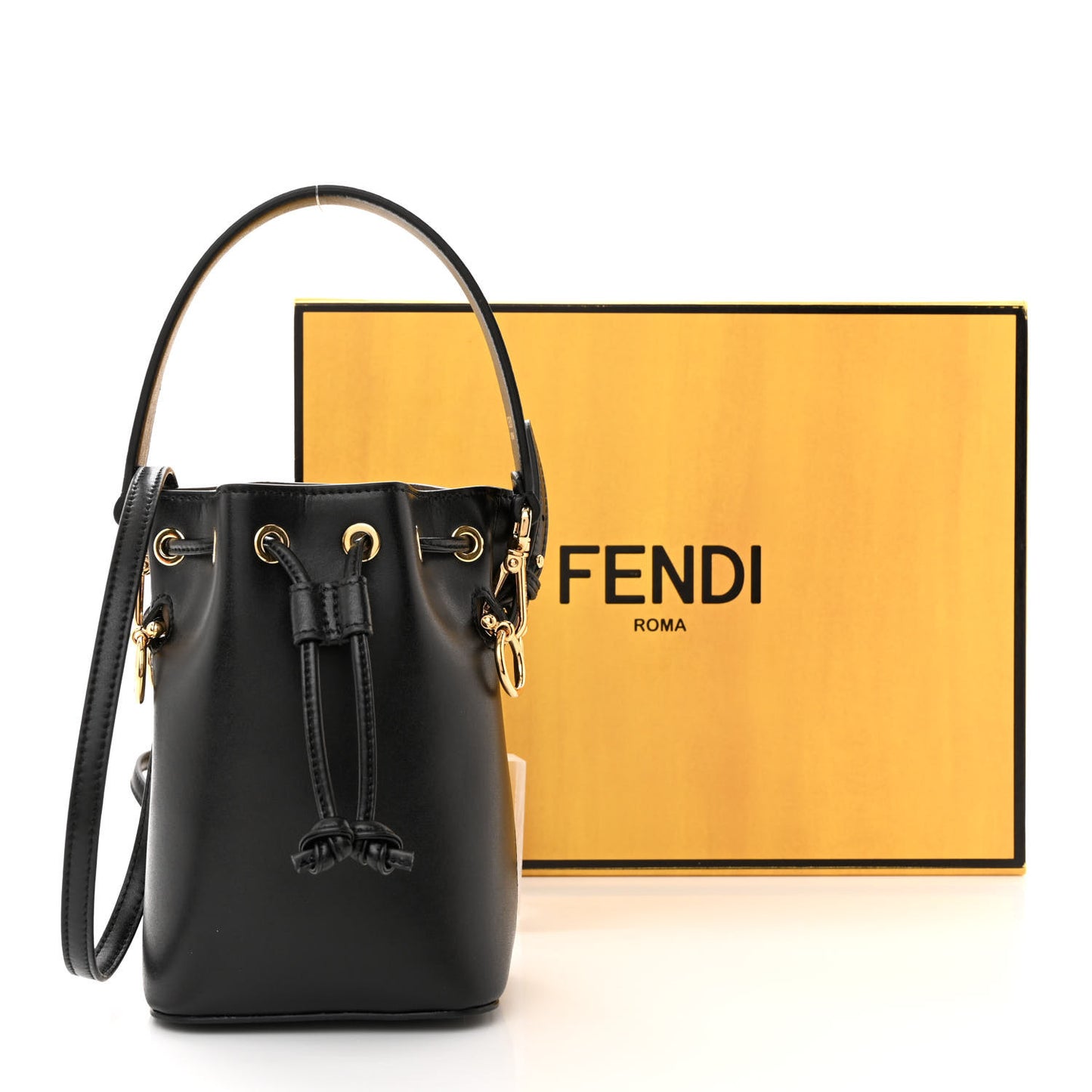 Vitello Liberty Lucido F is Fendi Mini Mon Tresor Bucket Bag Black