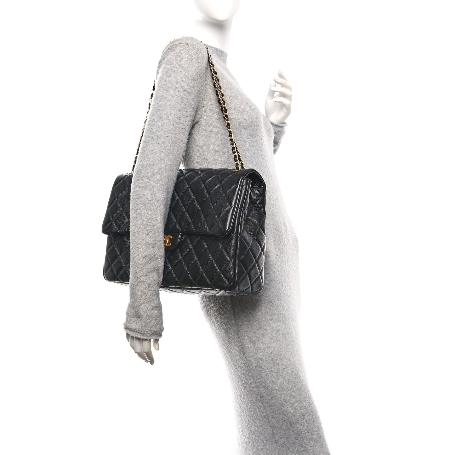 Caviar Quilted Small XXL Travel Flap Bag Black