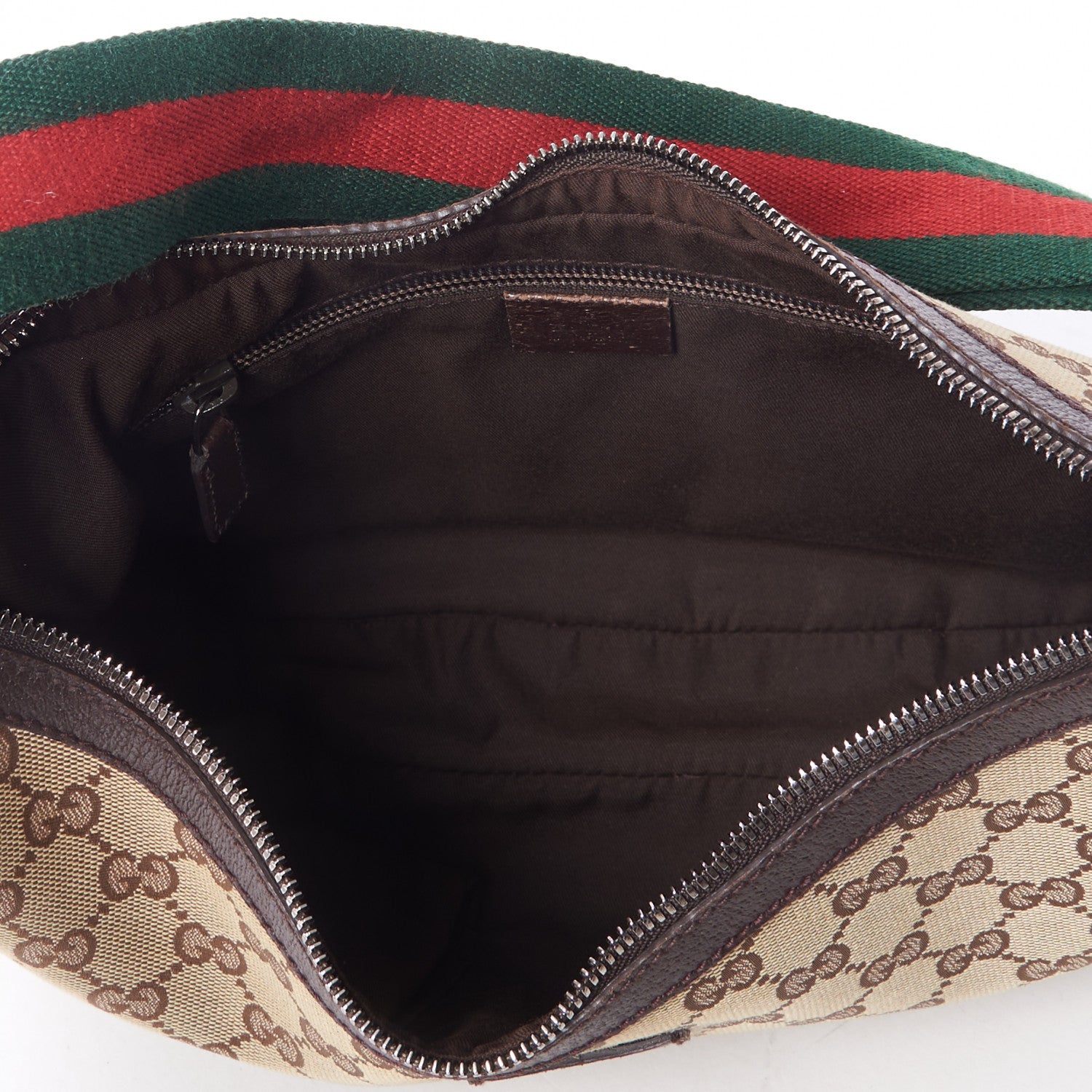 Gucci Monogram Web Medium Half Moon Hobo Dark Brown 7 of 10