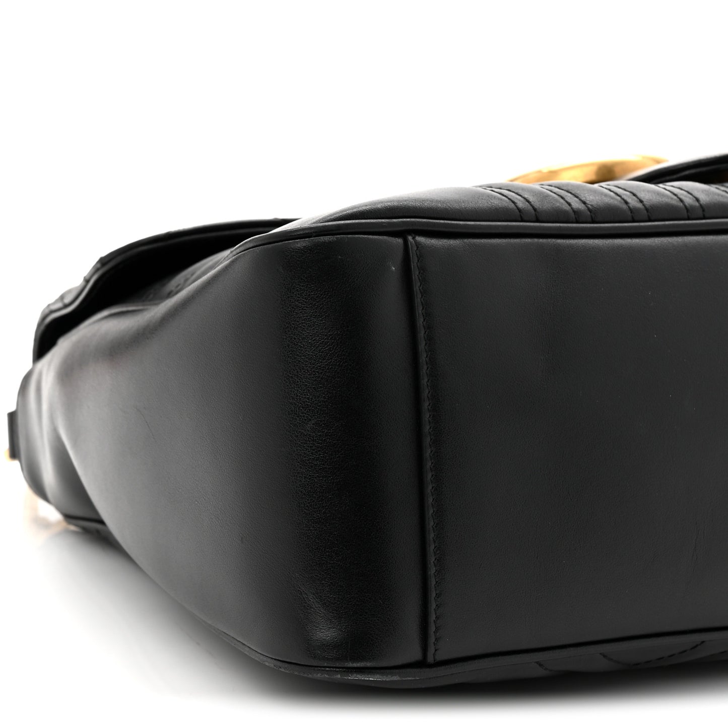 Calfskin Matelasse Medium GG Marmont Top Handle Shoulder Bag Black