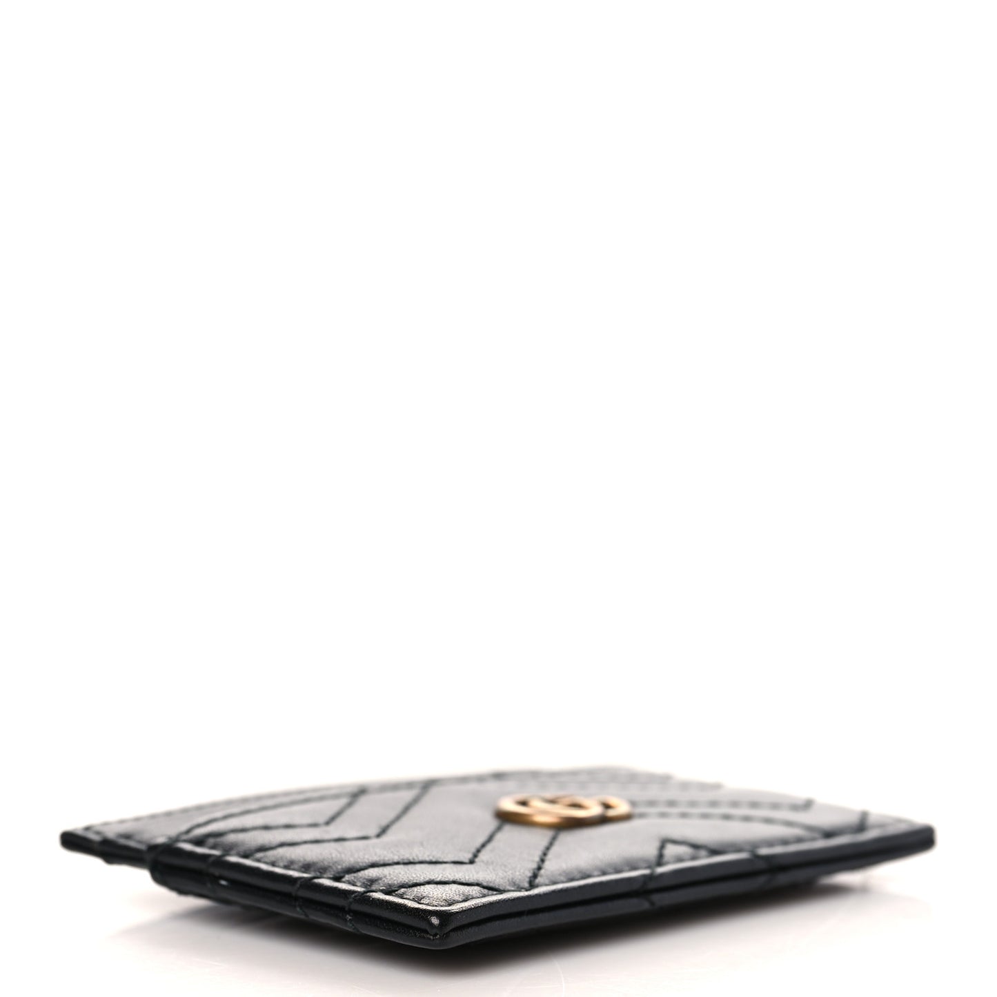 Calfskin Matelasse GG Marmont Card Holder Black