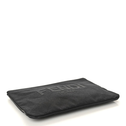 Fendi Cotton Canvas Vitello Grace Light Logo Pouch Black 4 of 8