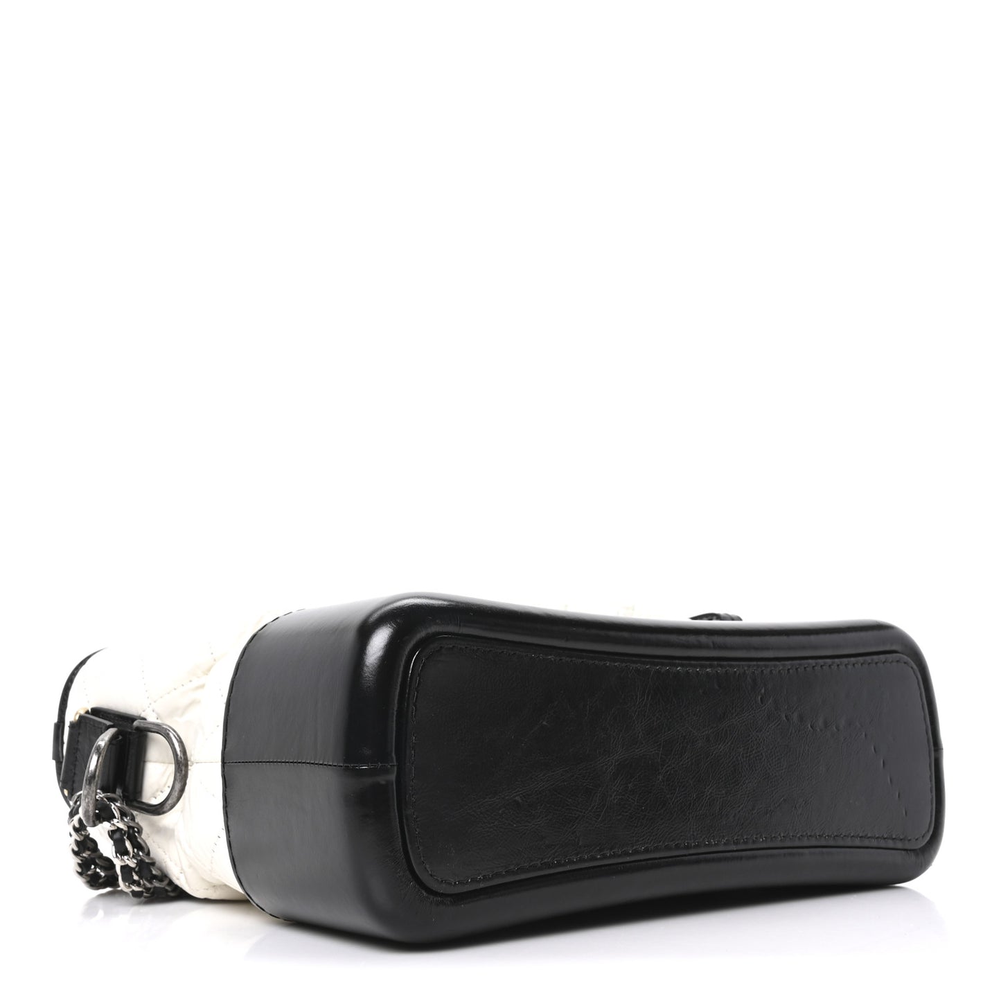 Aged Calfskin Quilted Medium Gabrielle Hobo Black White