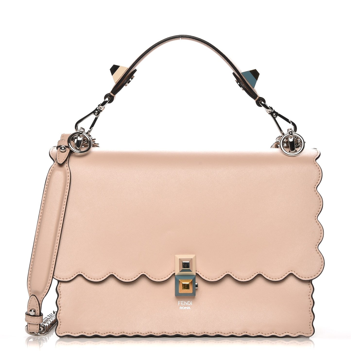 Vitello Liberty Scalloped Studded Kan I Shoulder Bag Plaster