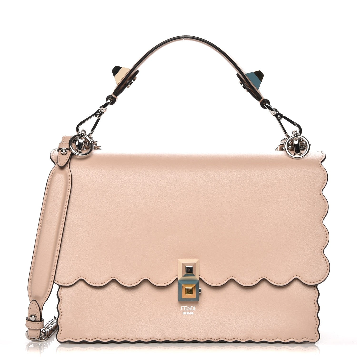 Fendi Vitello Liberty Scalloped Studded Kan I Shoulder Bag Plaster 1 of 8
