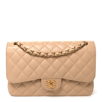 Chanel Caviar Quilted Jumbo Double Flap Beige 1 of 10