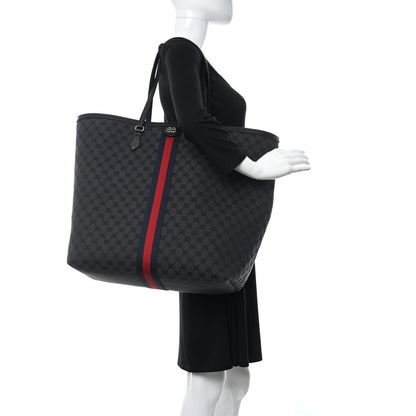 Gucci X BALENCIAGA BB Monogram Web Large Ophidia Shopping Tote Black 2 of 11