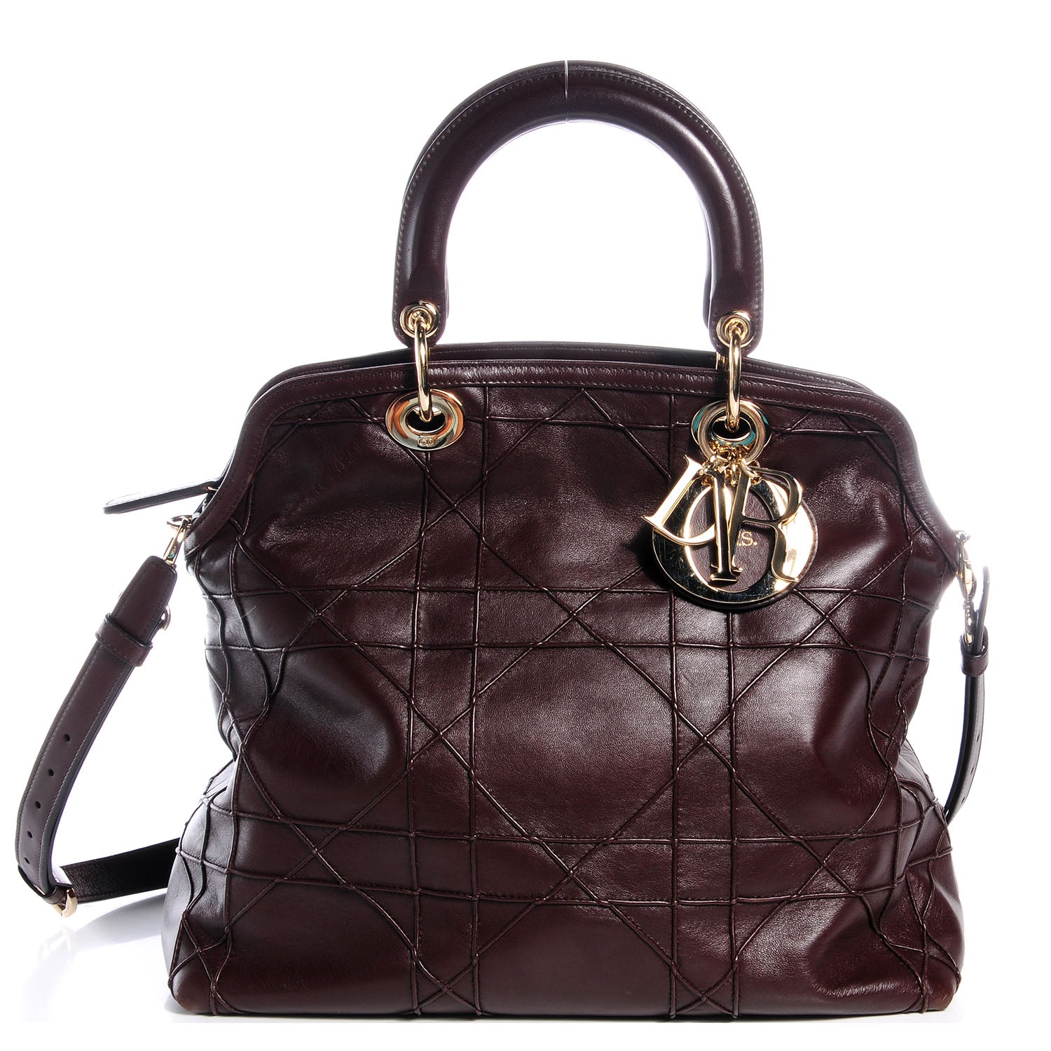 Christian Dior Lambskin Cannage Medium Granville Tote Brown 1 of 9