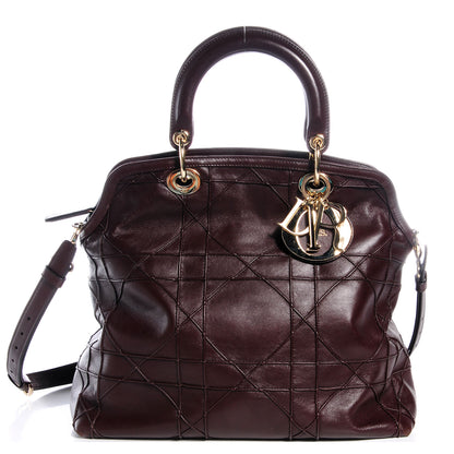 Christian Dior Lambskin Cannage Medium Granville Tote Brown 1 of 9