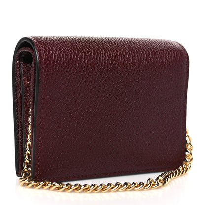 Gucci Grainy Calfskin Zumi Chain Card Case Wallet Vintage Bordeaux 3 of 7