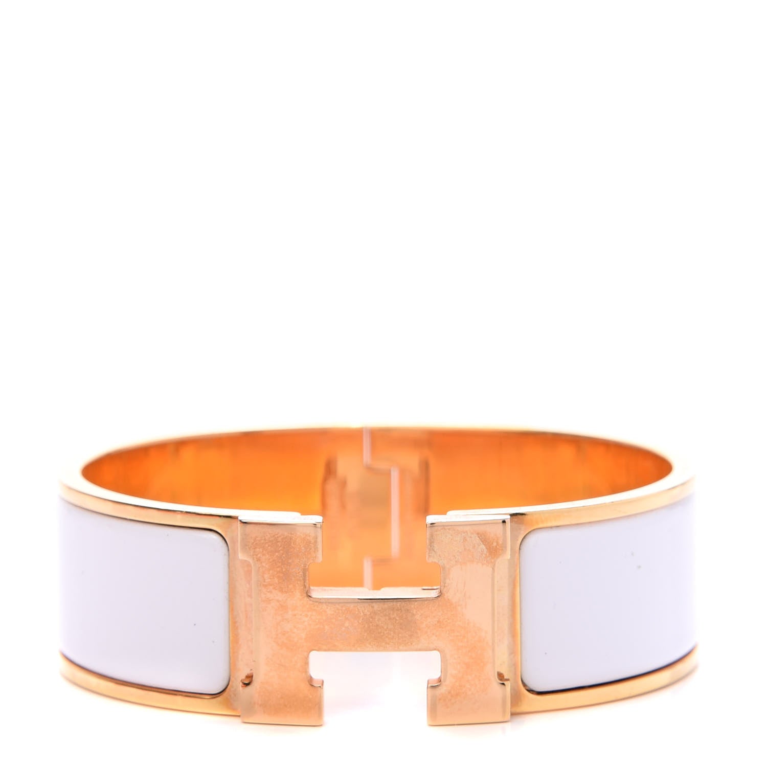 Hermes Enamel Wide Clic Clac H Bracelet GM White 1 of 5