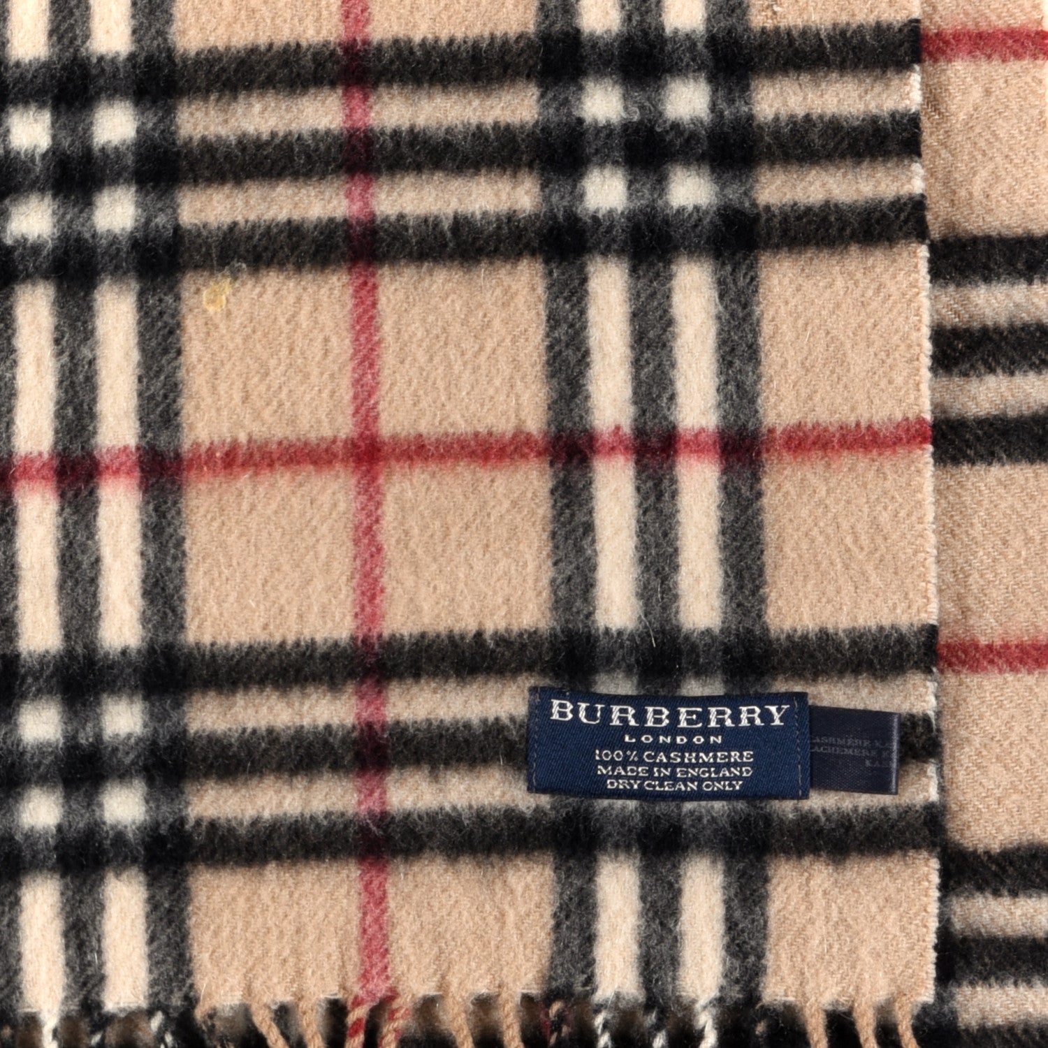 Burberry Cashmere Vintage Check Fringe Scarf Camel 3 of 4