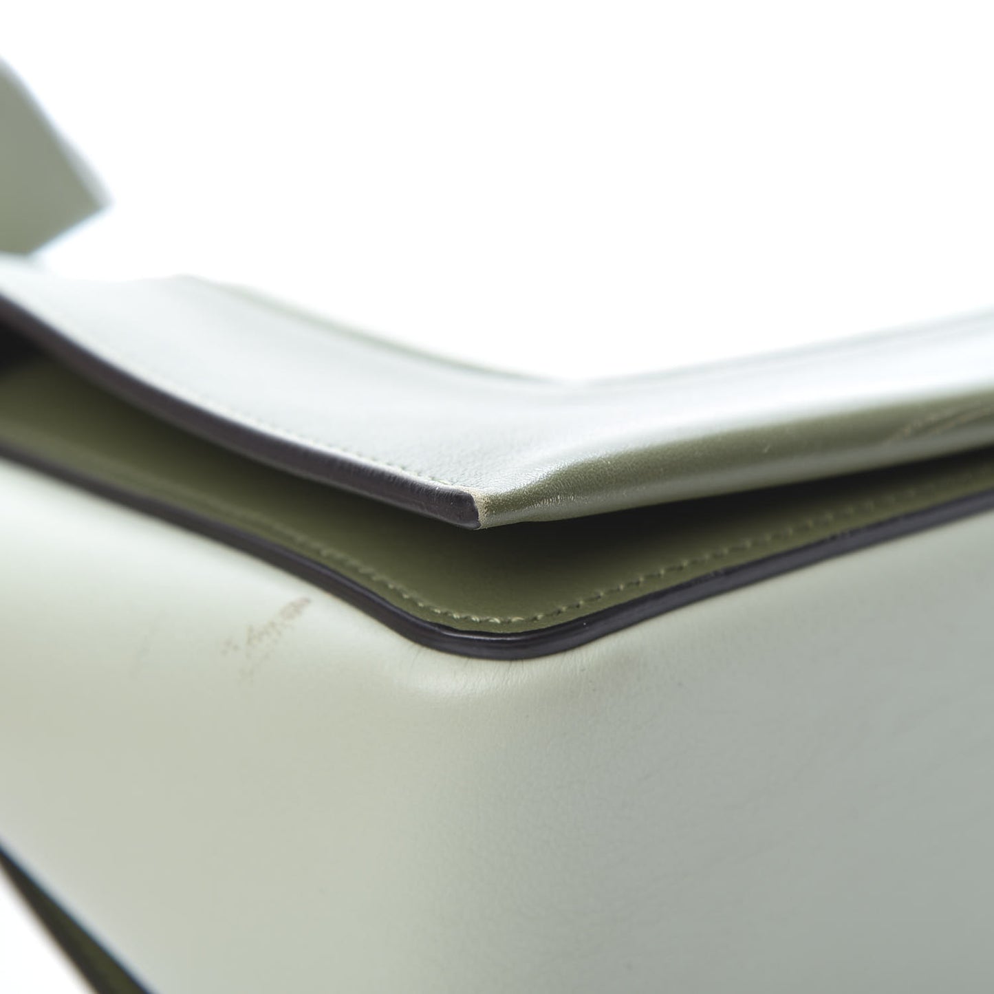 Shiny Smooth Calfskin Medium Frame Shoulder Bag Olive Pastel Green