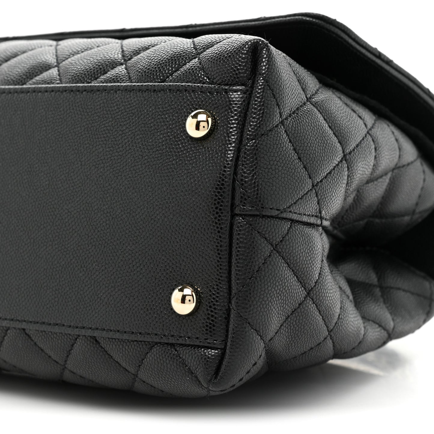 Caviar Quilted Small Coco Handle Flap Black