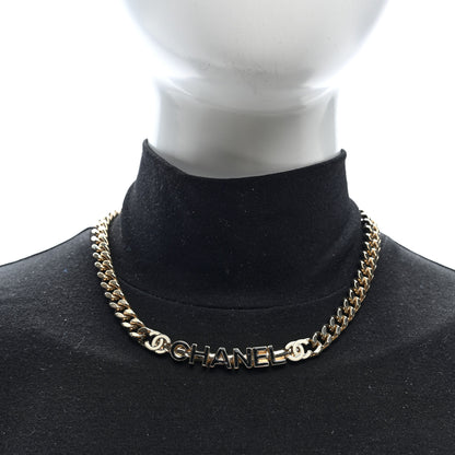 Chanel Enamel Metal Logo Choker Necklace Gold Black White 3 of 8