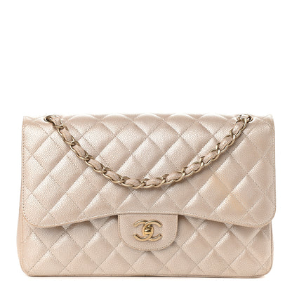 Chanel Pearly Caviar Quilted Jumbo Double Flap Light Beige 1 of 8