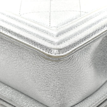 Chanel Metallic Calfskin Camellia Quilted Small Boy Flap Silver 15 of 18