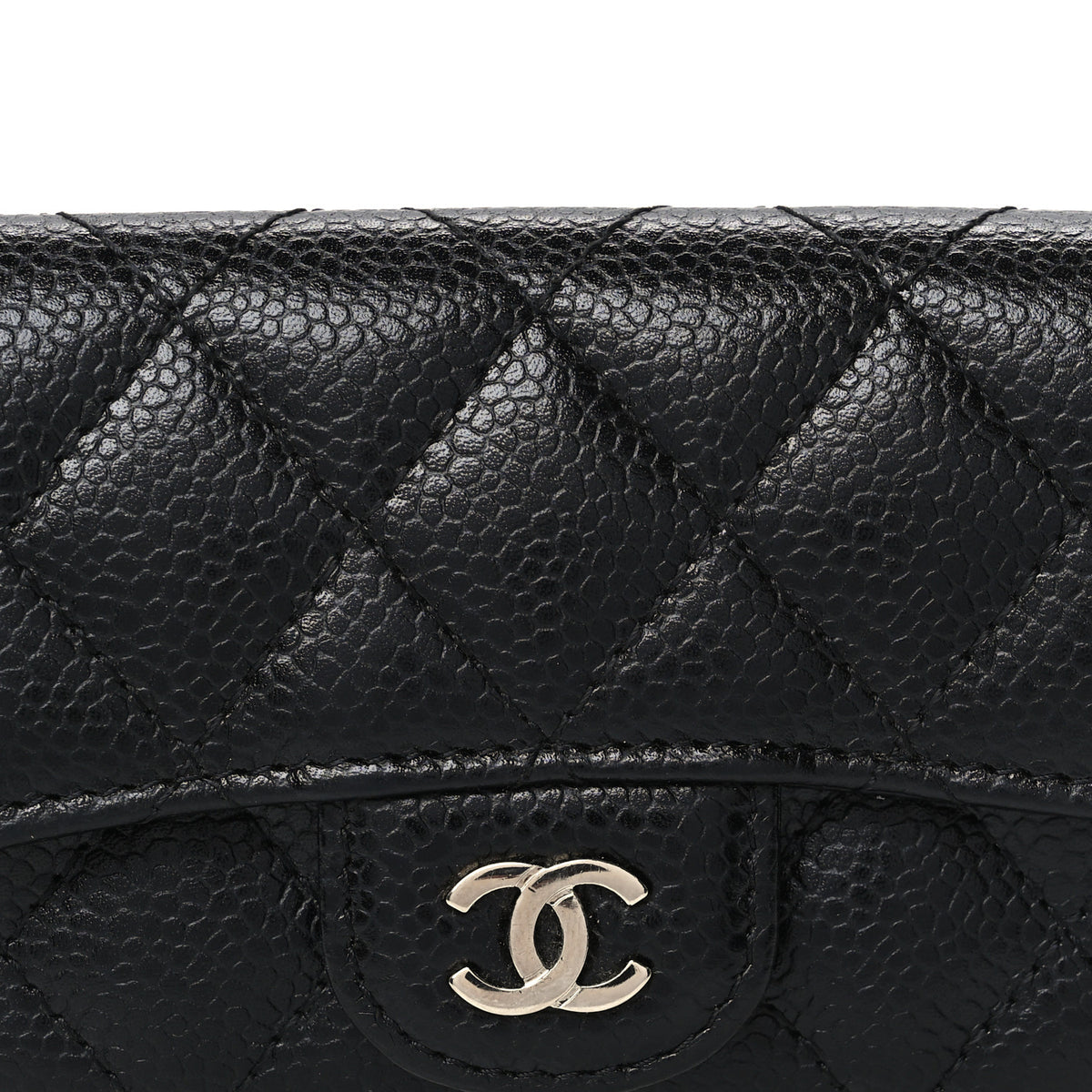 Caviar Quilted Flap Card Holder Black
