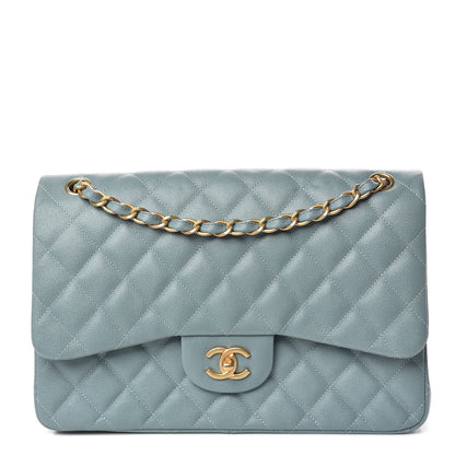 Chanel Iridescent Caviar Quilted Jumbo Double Flap Light Blue 1 of 10