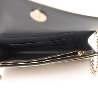 Christian Dior Metallic Patent Micro-Cannage Diorama Wallet on Chain Pouch Gold 5 of 12